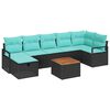 vidaXL Set Divano da Giardino con cuscino 8 pcs Nero polyrattan