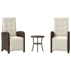 vidaXL Set Bistr&ograve; 3 pz con Cuscini Marrone in Polyrattan