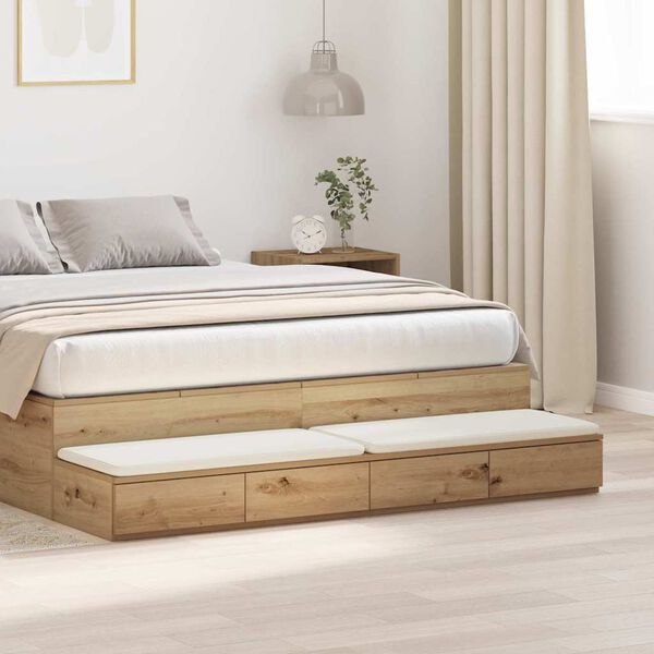 vidaXL Cassetti per letto Rovere artigianale 135 x 36,5 x 16,5 cm