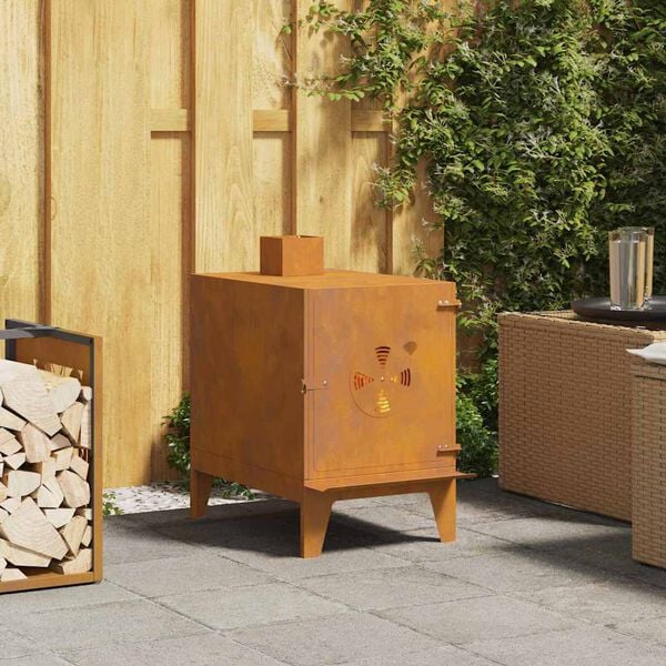 vidaXL Stufa da Campeggio 35x50x60 cm in Acciaio Corten