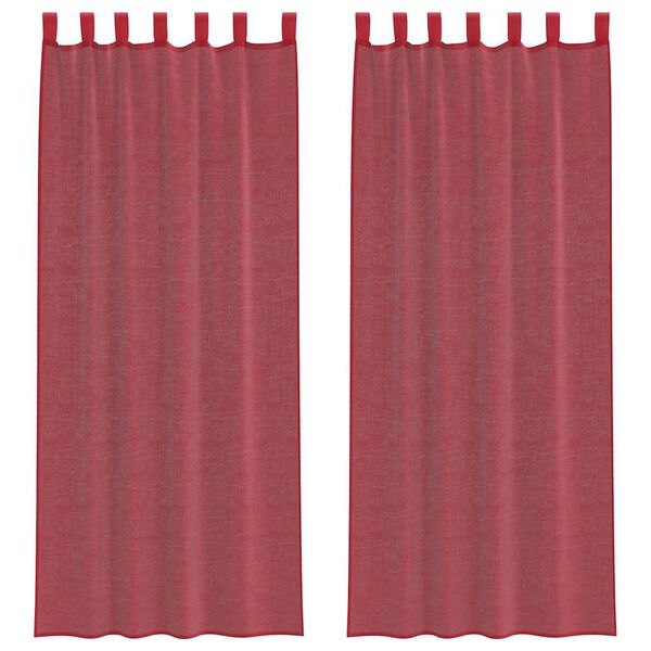 vidaXL Tende in Voile con Passanti 2 pz Rosso Vino 140x260 cm