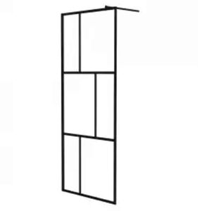 vidaXL Parete per Doccia Walk-in in Vetro Temperato Nera 80x195 cm
