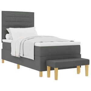 vidaXL Letto a molle con testiera Grigio scuro 200 x 90 cm Tessuto