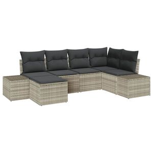 vidaXL Set Divano da Giardino 6 pz Grigio chiaro polyrattan