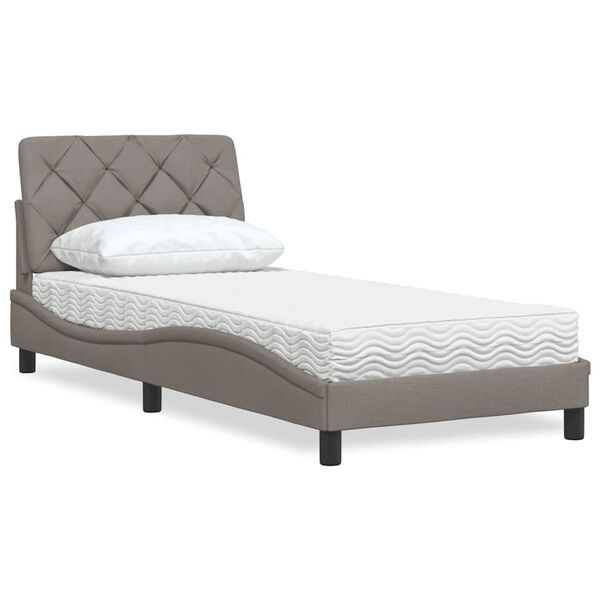 vidaXL Letto con Materasso Tortora 90x200 cm in Tessuto