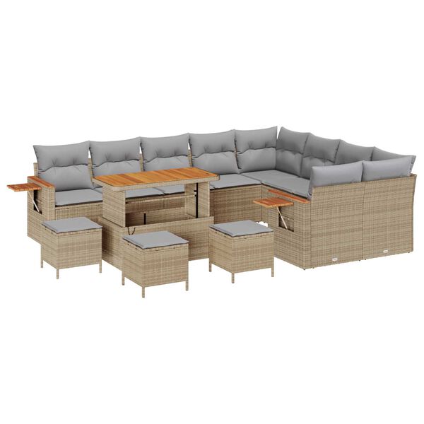 vidaXL Set Divano da Giardino 14 pcs Beige e Grigio Chiaro polyrattan