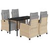 vidaXL Set Pranzo da Giardino 5 pz con Cuscini Beige Misto Polyrattan
