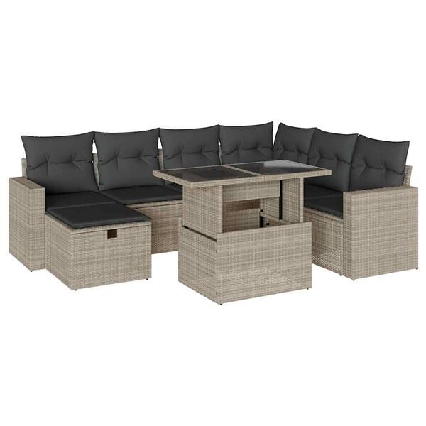 vidaXL Set Divano da Giardino 8pz con Cuscini Grigio Chiaro Polyrattan