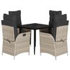 vidaXL Set Pranzo da Giardino 5pz con Cuscini Grigio Chiaro Polyrattan