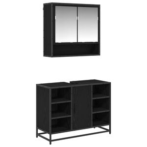 vidaXL Set di mobili per il bagno 2 pz Rovere Nero