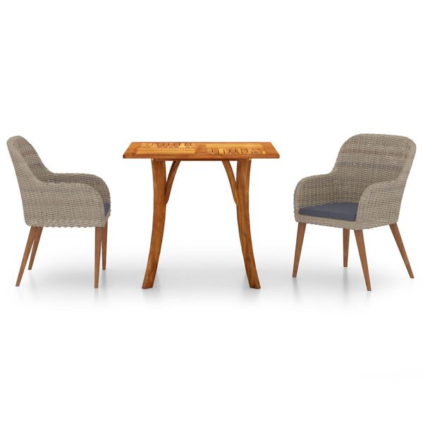 vidaXL Set Mobili da Pranzo per Giardino 3 pz Marrone