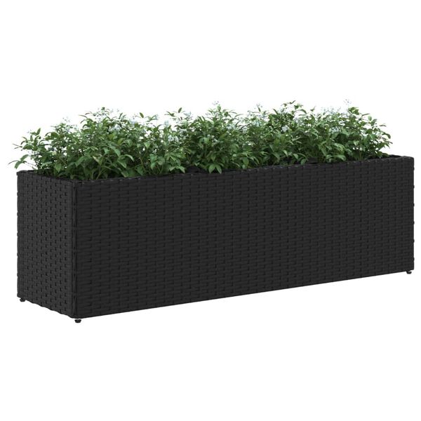 vidaXL Fioriera da Giardino con 3 Vasi Nera 105x30x32 cm in Polyrattan