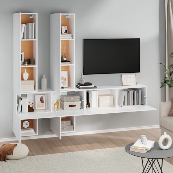 vidaXL Mobile Porta TV a Parete Bianco in Legno Multistrato