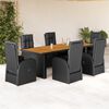 vidaXL Set da Pranzo da Giardino 7 pz Nero con Cuscini in Polyrattan