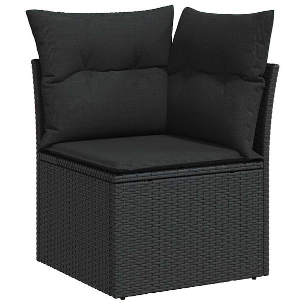 vidaXL Set Divano da Giardino con cuscino 9 pcs Nero Poly Rattan