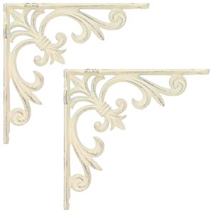 vidaXL Supporti per mensole da parete 2 pz Bianco Antico