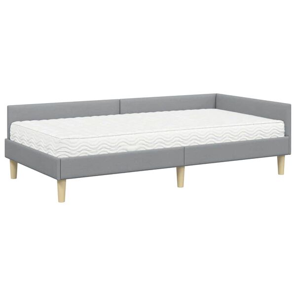 vidaXL Struttura Letto Angolare con Materasso 2 pcs Grigio chiaro