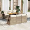 vidaXL Set Divani da Giardino 7 pz con Cuscini Beige in Polyrattan