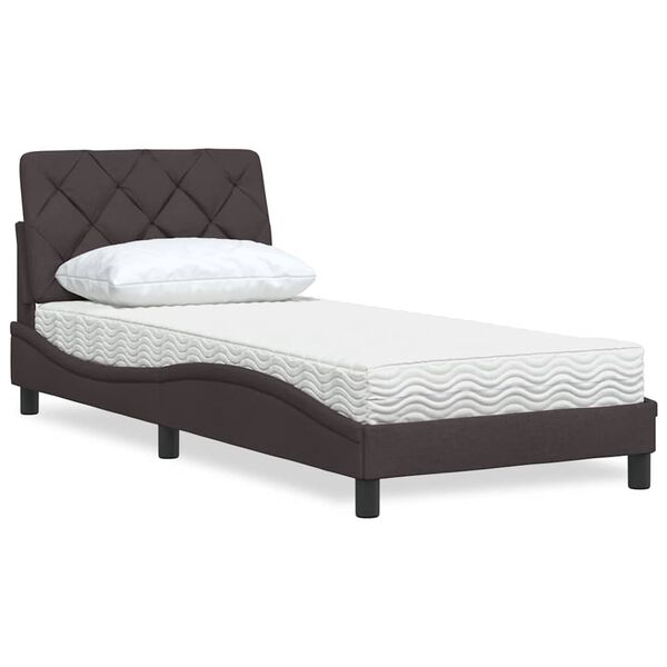 vidaXL Letto con Materasso Marrone Scuro 90x190 cm in Tessuto