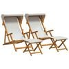 vidaXL Lettino 4 pcs 3 Posizione Legno di Eucalipto Massello Crema