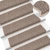 vidaXL Tappeti Adesivi Scale Aspetto Sisal 15 pz 65x21x4cm Beige Scuro