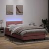 vidaXL Letto a Molle con Materasso e LED Rosa 120x220 cm in Velluto