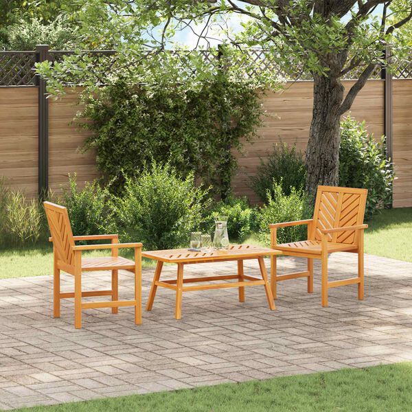 vidaXL Set Lounge da Giardino 3 pcs Marrone Legno di Acacia Massello