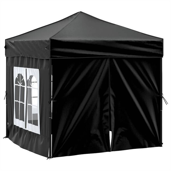 vidaXL Tenda per Feste Pieghevole con Pareti Laterali Nero 2x2 m