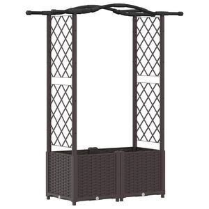 vidaXL Letto Rialzato con Griglia e Tetto Marrone 125 x 40 x 138 cm PP