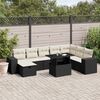 vidaXL Set Divani da Giardino 9 pz con Cuscini Nero in Polyrattan
