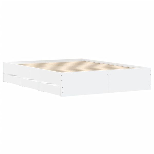 vidaXL Giroletto con Cassetti Bianco 140x190 cm in Legno Multistrato