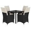 vidaXL Set da Pranzo da Giardino 5 pz Nero con Cuscini in Polyrattan