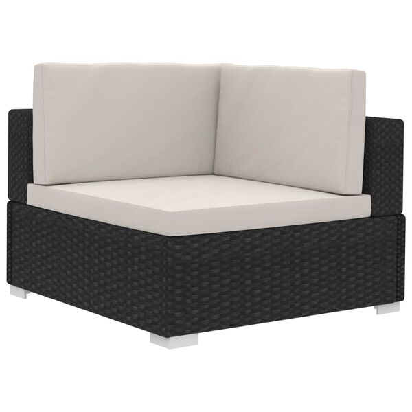 vidaXL Set Divani da Giardino 3 pz con Cuscini in Polyrattan Nero