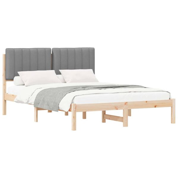 vidaXL Letto con Testiera Rivestita Grigio chiaro 140 x 190 cm