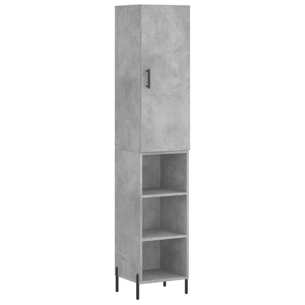 vidaXL Credenza Grigio Cemento 34,5x34x180 cm in Legno Multistrato