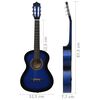 vidaXL Chitarra Classica Principianti e Bambini e Custodia Blu 1/2 34"