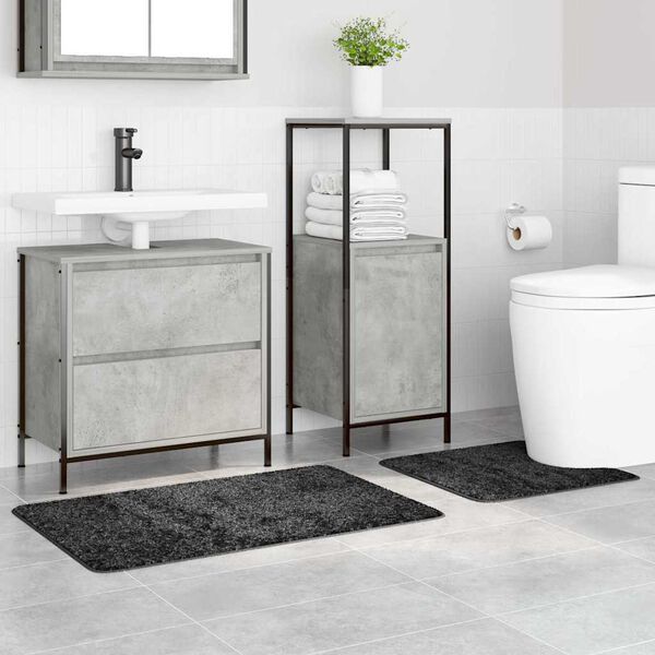 vidaXL Set di tappetini antiscivolo per il bagno 2 pcs Grigio scuro PP
