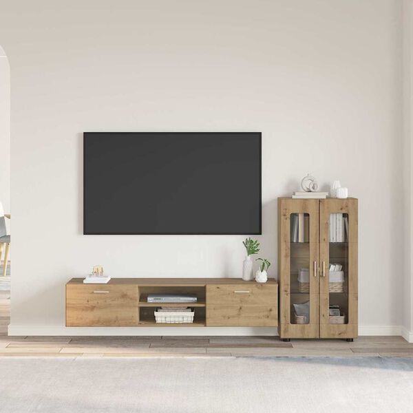 vidaXL Set mobile TV FLORIN Rovere artigianale Legno multistrato