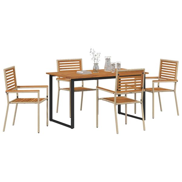 vidaXL Set da Pranzo per Giardino 5 pcs Beige Legno di Acacia Massello