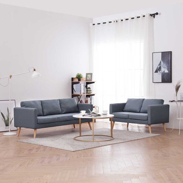 vidaXL Set Divani a 2 e a 3 Posti in Tessuto Grigio Scuro