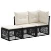 vidaXL Set Divano da Giardino 3 pz 3-Numero di posti Nero polyrattan