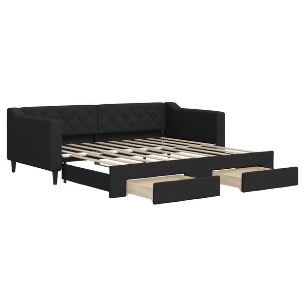vidaXL Divano Letto Estraibile con Cassetti Nero 90x190 cm in Tessuto