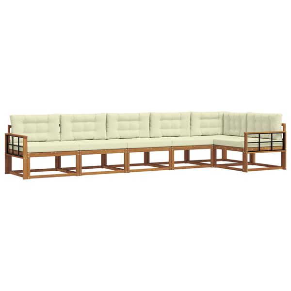 vidaXL Set di divani da esterno con cuscino 6 pcs Naturale e Crema