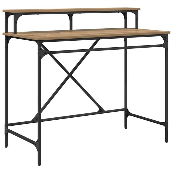 vidaXL Scrivania Rovere artigianale 100 x 50 x 90 cm Legno multistrato