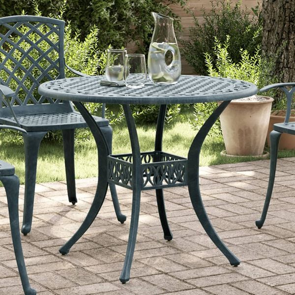 vidaXL Tavolo da Giardino Verde &Oslash;90x75 cm in Alluminio Pressofuso