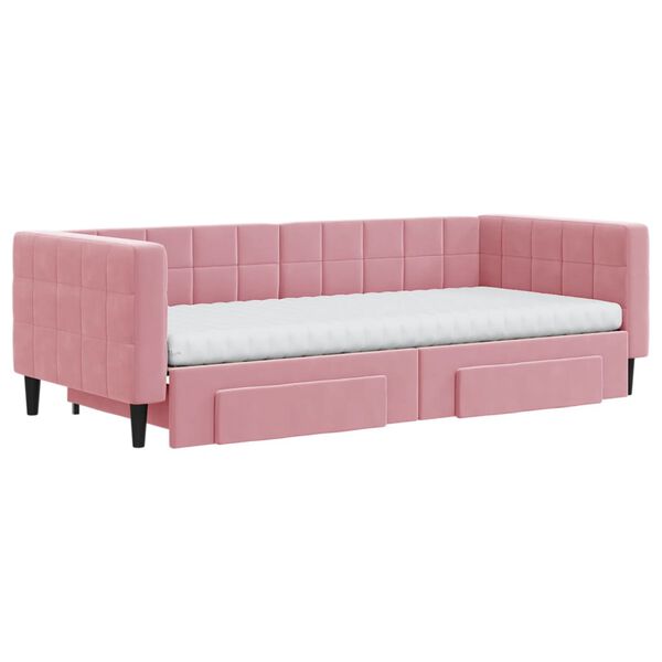 vidaXL Divano Letto Estraibile con Cassetti Rosa 90x200 cm Velluto