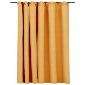 vidaXL Tenda Oscurante Effetto Lino con Ganci Gialle 290x245 cm