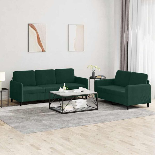 vidaXL Set di Divani 2 pz Verde Scuro in Velluto