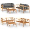 vidaXL Set Divani da Giardino 5pz Cuscini Grigi Legno Massello di Teak