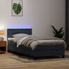 vidaXL Letto a Molle con Materasso e LED Grigio Scuro 90x220 cm Velluto